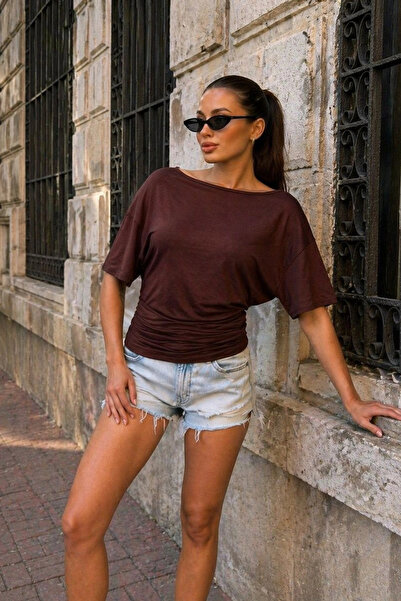 Eka Women's Brown Asymmetrical Blouse 412