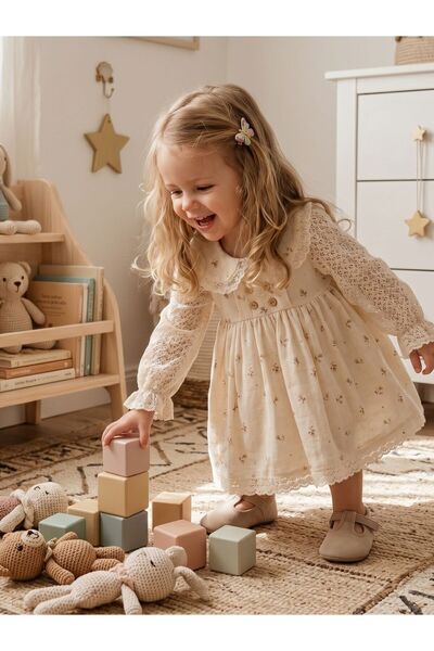 Cherrys Bebek Müslin Lale Kız Çocuk Elbise