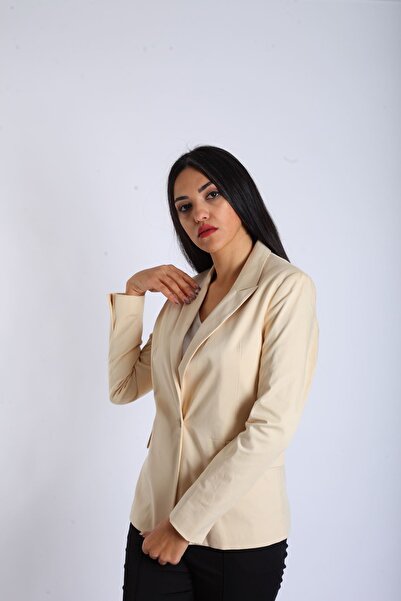 Blues Outlet Jachetă casual de damă cu un singur nasture - galben deschis