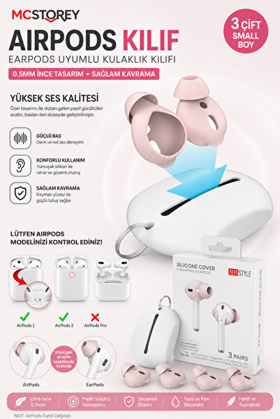 Mcstorey Airpods Kılıf Earpods Kulaklık Kılıfı Uyumlu 0.5mm Ince Tasarım 3çif...