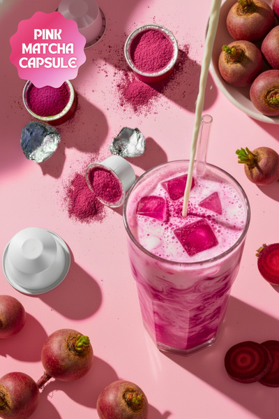 Mim and More Pink Matcha Kapsül – Nespresso Uyumlu Pembe Superfood Matcha Tozu, 10'lu Paket