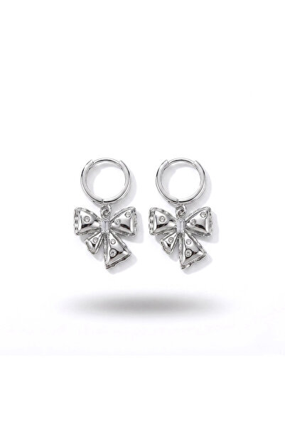 h&b design jewel Steel Silver Bow Earrings