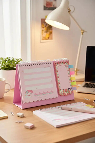 Miniso Sanrio Lisanslı Telli Not Defteri Pembe – 80 Yaprak Spiral Kapaklı Hel...