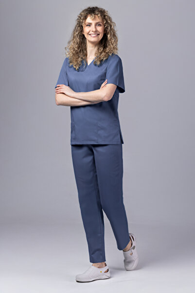 tag Uniformă medicală pentru femei, New ClassIQ, Bluză și pantaloni, Gri petrol