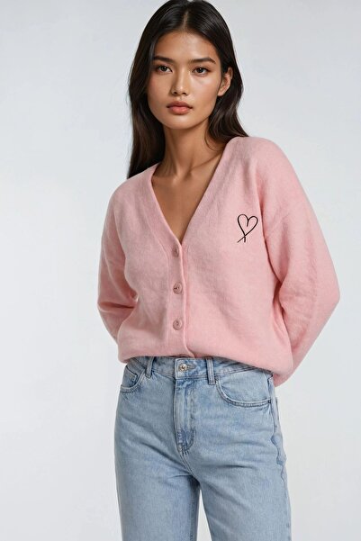 Hiccup Mixray Cardigan tricotat supradimensionat cu detaliu cu inimă