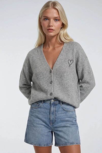 Hiccup Mixray Oversized Knitted Cardigan with Heart Detail