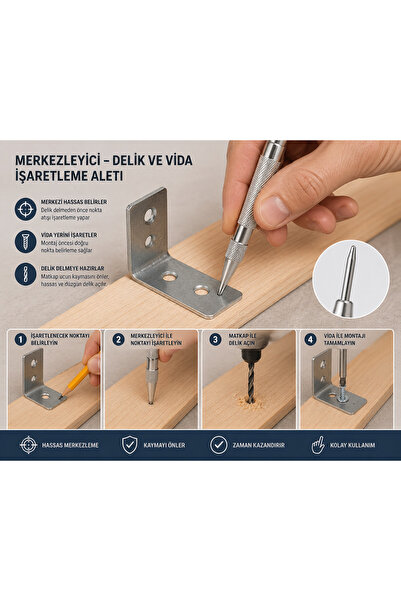 Marelli MARK merkez delik delme, vidalama yeri işaretleyici merkezleyici