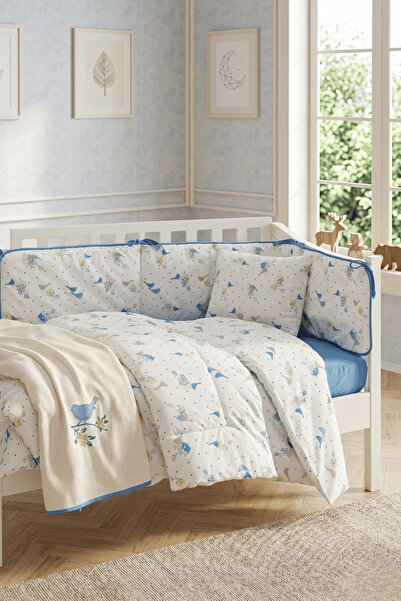 Menderes Home Lanotte Ranforce Bebe Nevresim Takımı Lola Mavi