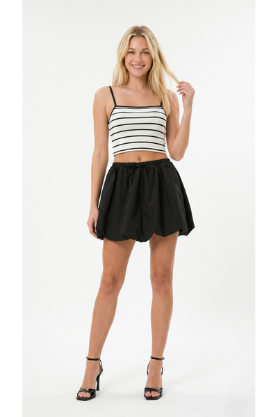 Kallisto Εκρού Ριγέ Βαμβακερό λουράκι Crop