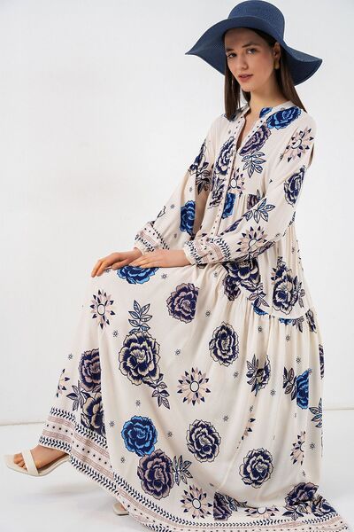 Hiccup Bdart Patterned V-Neck Maxi Dress