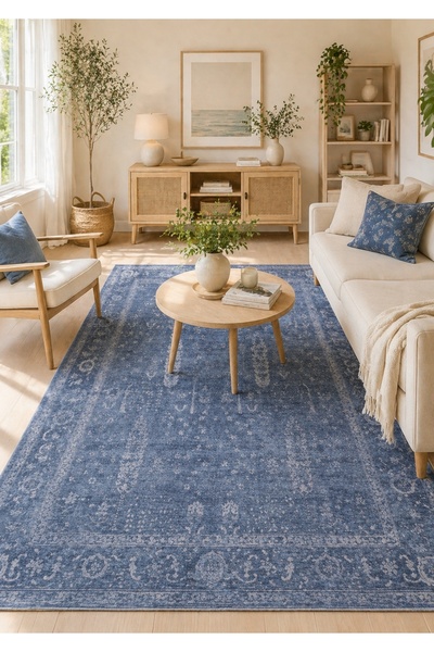 akbel halı & yatak exclusive home design Shiraz SHR 03 Navy - Vintage Eskitme...