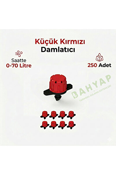 Bahyap Damlama Sulama Debi Ayarlı Kırmızı Damlatıcı Küçük Meme - 250 Adet