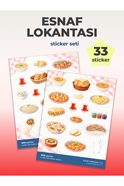 Planner & Journal Sticker – Esnaf Lokantası Yemek Temalı Mini Ajanda Sticker Seti 2 sayfa