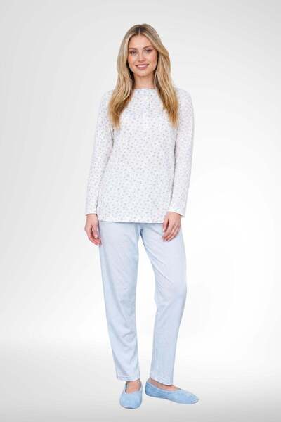 Mecit Pijama Mecit 6361 blue 100% cotton plus size women's pajama set