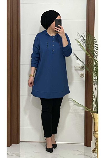 MODA ALMİRA 2111 K-75 ZİNCİRLİ OYSHO TUNİK İNDİGO RENK