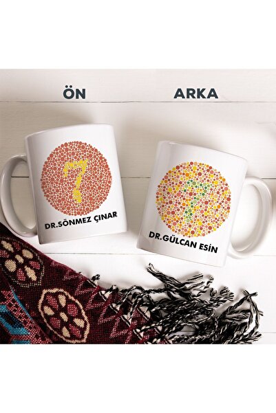 Hediyesepeti Göz Doktoruna Kişiye Özel Renk Körlüğü Testli Porselen Kupa Bardak