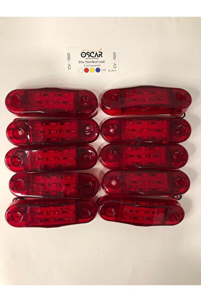 Genel Markalar 9 Ledli Tombul Parmak Led Kırmızı 12v-24v Lamba 10 Adet Led Po...