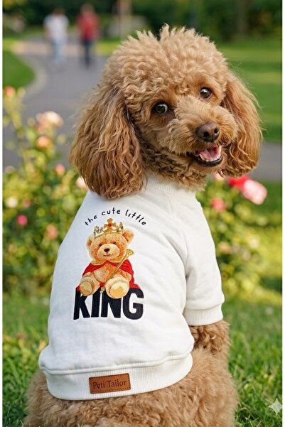 Peti Tailor Kedi Köpek Kıyafeti Beyaz İnce Yazlık King Ayıcıkbaskılı