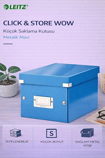 Leitz Click & Store WOW Küçük Saklama Kutusu Metalik Mavi - KOD:60430036