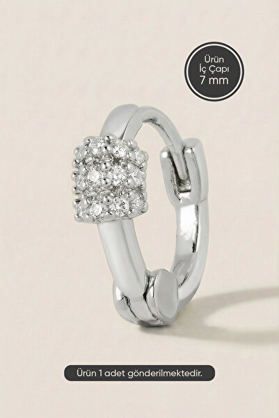 Hetra Gümüş Renkli Cerrahi Çelik Pave Silindir Zirkon Taşlı Halka Piercing – ...