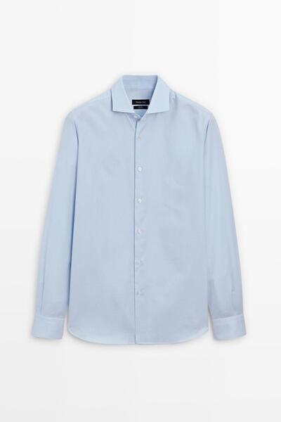 Massimo Dutti Mikro kareli %100 pamuklu slim fit gömlek