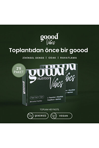 Goood Nutrition Goood Vibes Bitkisel Sakinleştirici & Odak Destek 48'li Pasti...
