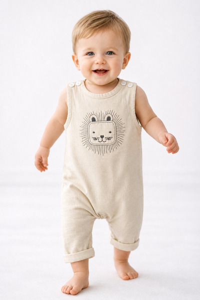 OUTLET İSİZ Erkek Bebek Lion Müslin Tulum