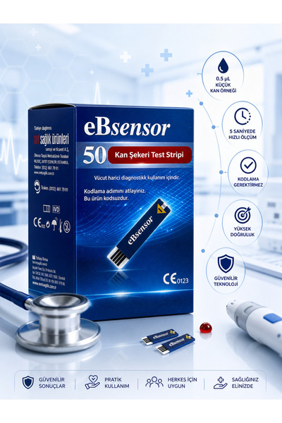 Ebsensor ŞEKER ÖLÇÜM STRİBİ 50 ADET