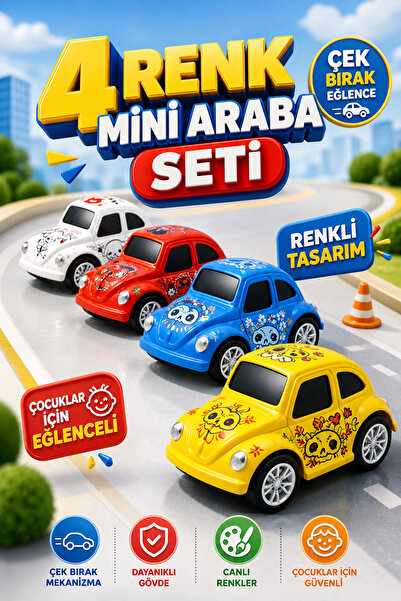 viyol marketim Set of 4 Mini Vosvos Toy Cars – Metal Pull-Back, Colorful Car ...
