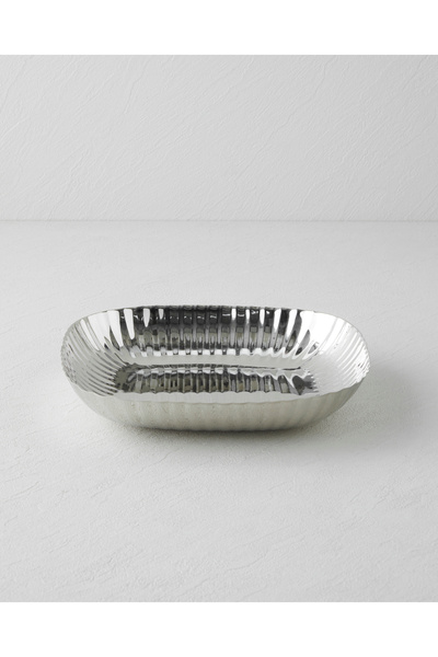 English Home Anissa Metal Dekoratif Tabak 27,5x22x4 cm Gümüş