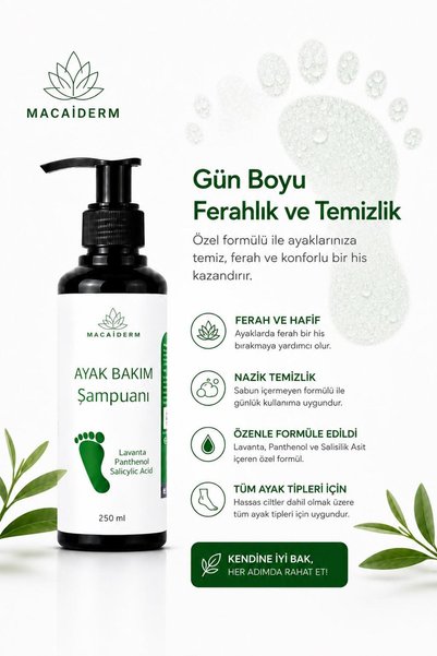 Macaiderm Foot and Nail Care Shampoo 250 ml |   Cleansing Refreshing Daily Care Foot Shampoo Odor