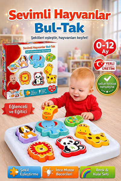 Sayıcı Kids Eğitici Sevimli Hayvanlar Bul-Tak - Bultak Lego - Motor Beceriler...