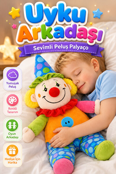 viyol marketim Palyaço Peluş Uyku Arkadaşı – Ultra Yumuşak, Renkli Eğlenceli ...