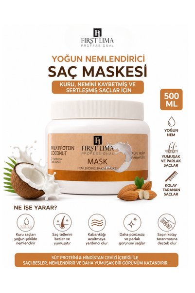 First Lima Professional Intensive Moisturizing Milk Protein & Coconut Hair Care Mask for Dry Hair 500 ml