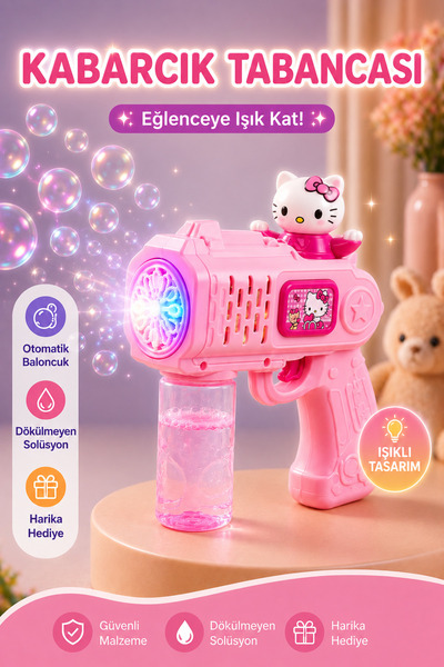 ZİVENTA Otomatik Işıklı Baloncuk Tabancası Bubble Gun Çocuklar İçin Köpük Oyu...