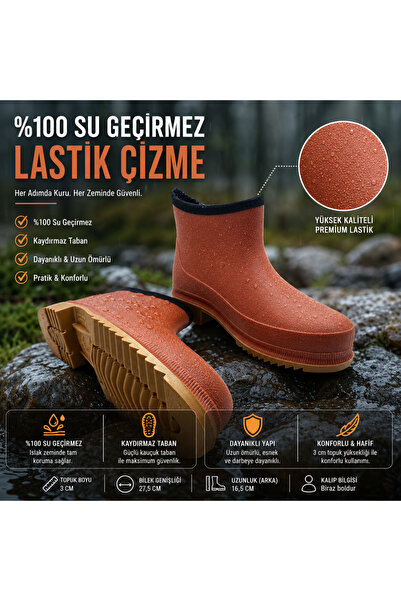 ÇİĞDEM KUNDURA Ulaş Turuncu Krep Bahçe Kısa Lastik Çizme Unisex