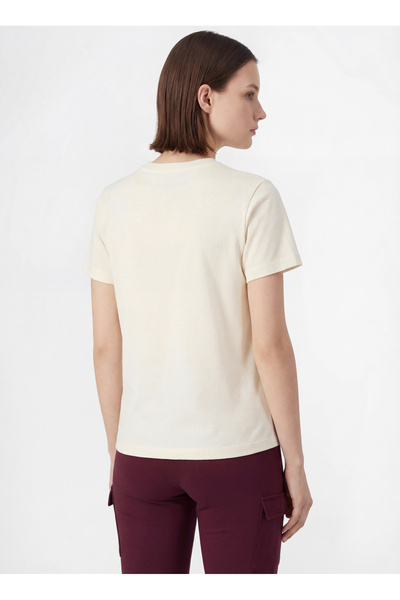 Champion 118382-YS084 SS Tee Krem Slim Fit Kadın T-Shirt