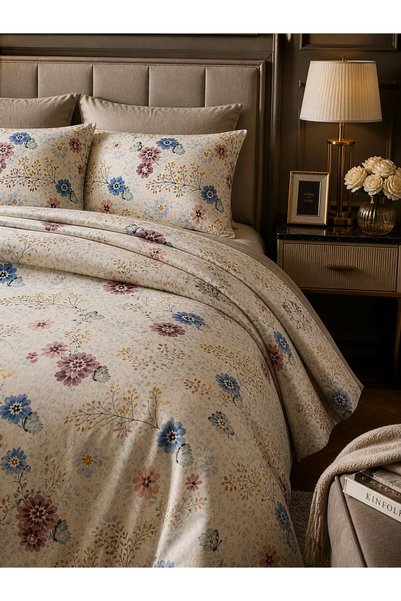 Sheri Home Tekstil Pure Blue Rose Çift Kişilik Nevresim Seti %100 Pamuk.888ANTRASİTROSE