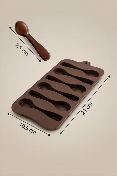 KHAKMA Silicone Spoon Chocolate Mold – Set of 6 Spoon Shaped Molds |   Flexible & Non-Stick |   Dessert, Ice Cream, and Candy Mold