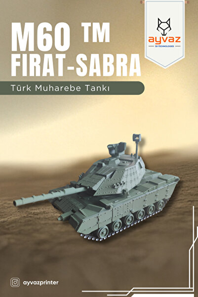 ayvazprinter M60 TM FIRAT SABRA 1/35 Ölçek, 10,5x20x11,5 cm Boyutlu, Tank Maketi