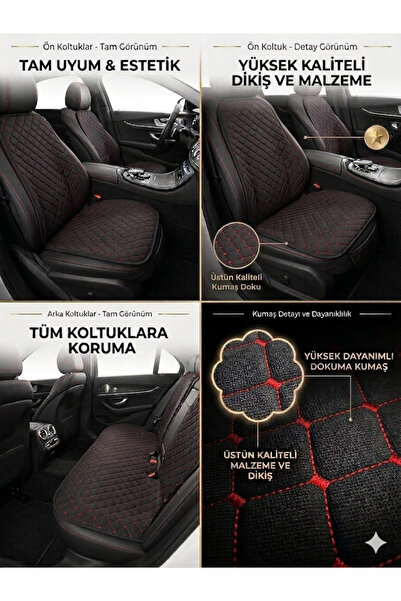 ER-AY OTO TEKSTİL Terletmez Cepli Oto Koltuk Minder Seti Universal Koruyucu K...