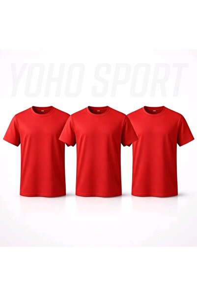 YOHO SPORT Unisex osnovni kroj 100% pamuk, mekana teksturirana crvena majica ...