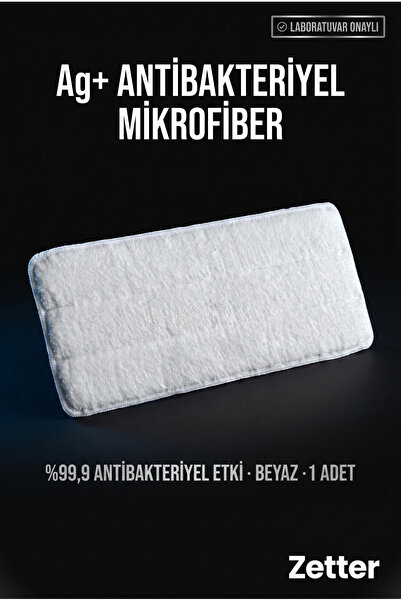 Zetter Tablet Mop Yedek Bez Ag+ Gümüş İyonu Mikrofiber Mop Bezi - 1 Adet Beyaz