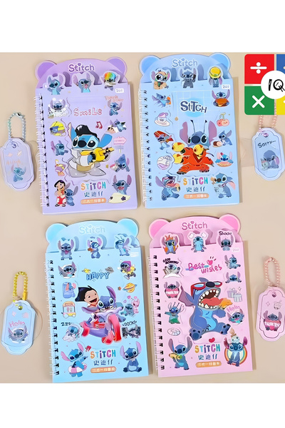 ÖZ OFİS Stitch Sticker Defter 16 Sayfa Sticker 8 Sayfa Not Defteri Anahtarlık...
