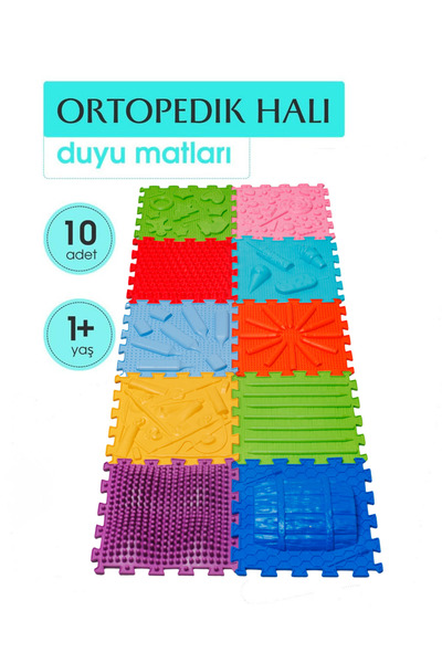 Ortohalı 10 Modüllü Ortopedik Halı Çocuk Duyu Matları Puzzle Çocuk Masaj Halı...