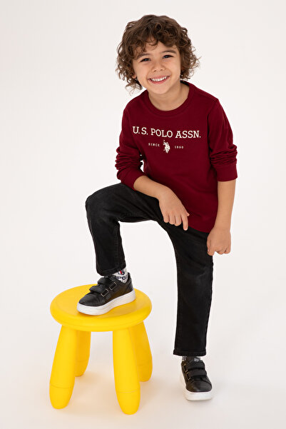 U.S. Polo Assn. Hanorac pentru băiat, roșu claret, cu gât rotund 50313900-VR014