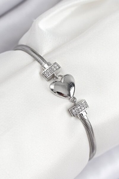 Skygo Brass Zircon Stone Heart Model Silver Color Women's Bracelet - Tj-Bb7900