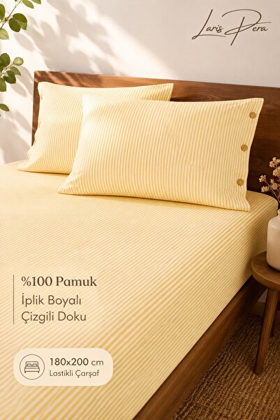 Larispera Set cearșafuri duble 180x200 cm 100% bumbac 2 fețe de pernă cu nast...