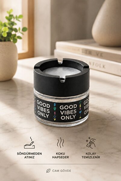 LE PARİS Glass Decorative Striped Ashtray |   Smokeless Cigarette Ashtray wit...