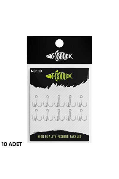 Fishack Üçlü İğne - Nikel Üçlü Kanca - 3210 - 10 Adet - No 10